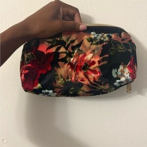 Elegant Black Floral Cosmetic Bag
